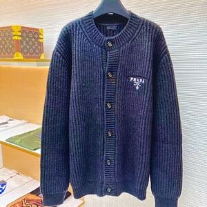 Prada Men's Charcoal Button-Up Cardigan